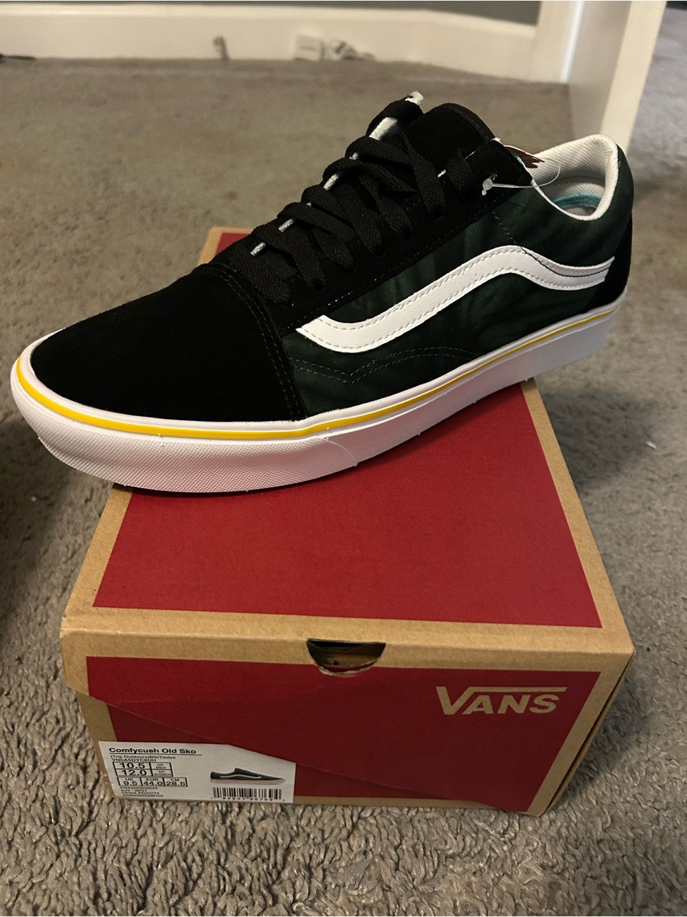 Vans Old Skool Comfycush Black Dark Green 10.5 New!!